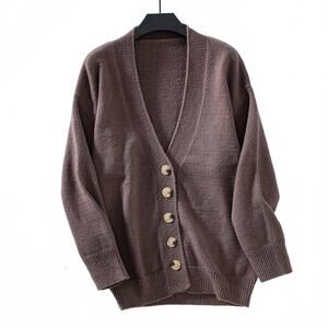 NEW LILY CLOTHING women's plain single breasted sweater coat in coffee